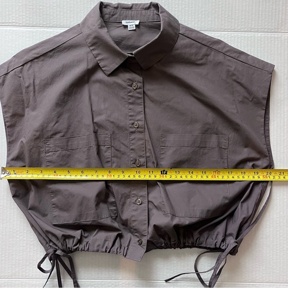 Garage sleeveless organic cotton cropped shirt drawstring buttons grey size M - Picture 5 of 12